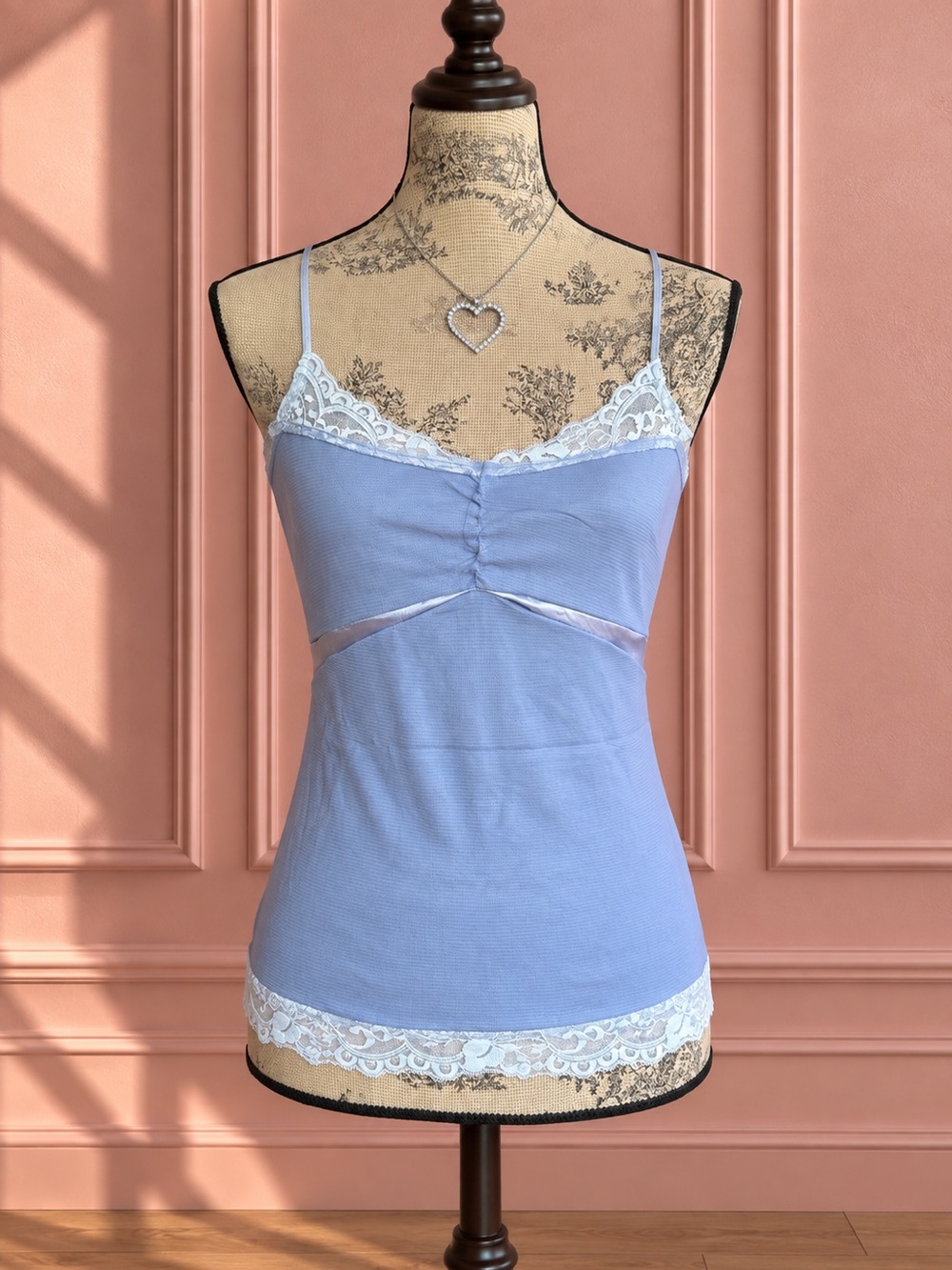 Y2K Tristan & Iseut Blue Lace Cami Top Size S
